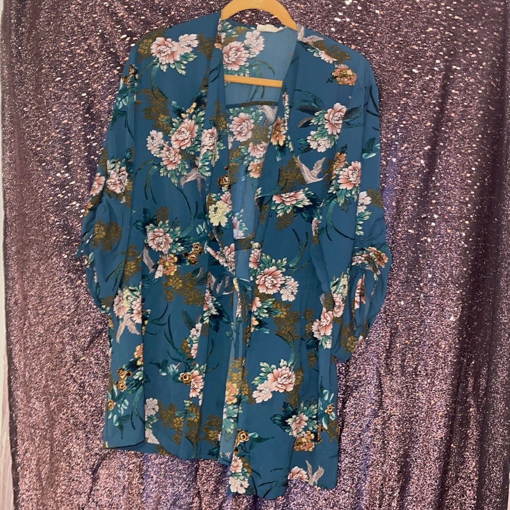 Teal Floral Shirtagan